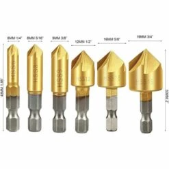 LITZEE 6-teilige Holzbearbeitungsschneider, 90 ° HSS-Kegelfräser, Hartmetall-Kegelfräser, 6 Mm, 8 Mm, 9 Mm, 12 Mm, 16 Mm, 19 Mm -Frästische & Zubehör Verkäufe 2022 28933395 3