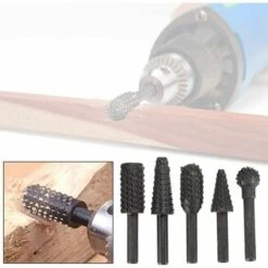 SUN FLOWERDE 5 Stück 6,3 Mm Drehmesser Set Elektrowerkzeug Holzbearbeitung Polieren Carving Carving File Bohrer Drehbohrer Schaft Bohrer Set Schwarz Holzbearbeitung Kit -Frästische & Zubehör Verkäufe 2022 39968726 5