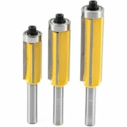 ECHOO 3Pcs 8mm Schaft 4 Nuten Kopierfräser Mit Top Lager Fräser Für Bündig Gerade Hartmetallfräsen Zimmerei DIY Schneidedurchmesser