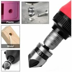 LANGRAY 3pcs 90 Grad 5 Flötenfasenschneider Set Für Holzbearbeitung Metall Schnellwechsel 1/4 "Sechskant Kohlenstoffstahl Fasenbohrer 12/16 / 19mm Holzbearbeitungsfasenschneidwerkzeug -Frästische & Zubehör Verkäufe 2022 52037619 3