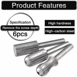 TINOR 6er-Pack 6 Mm Doppelt Geschnittene Wolfram-Frässtifte Wolframschaft-Feil-/Gravur-/Schleifbits Für Rotationswerkzeuge -Frästische & Zubehör Verkäufe 2022 53051983 3