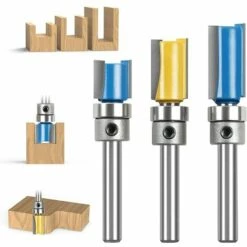 Betterlife Gerader Fräser, 3 STÜCKE 1/4Zoll Hartmetall-Holzfräser, Gemusterte Bündige Fräser, Fräser-Werkzeug Mit Oberem Lager Für Heimwerker