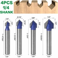 Betterlife 4 Stück V-Nut-Vollhartmetall-Fräser, Gravur, 90-Grad-V-Nut-Bit, Holzbearbeitungswerkzeuge -Frästische & Zubehör Verkäufe 2022 54165519 3