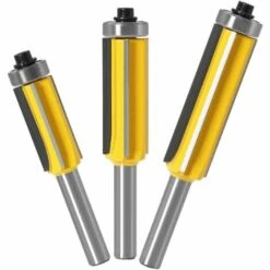 TINOR 8-mm-Schaft-Holzfräser Mit 4 Klingen, 3-teiliges Finishing-Muster-Fräser-Bit-Set Schaft-Bündigfräser-Bit-Set