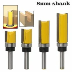 DONTODENT 4pcs Bündigfräser Mit 8mm Schaft, Kopierfräser Oberfräser Nutfräser Stabfräser, Aus Stahl, Holzschneider Profifräser Holzbearbeitungs Schneidwerkzeug,Holz Fräser Router Bit