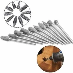 READCLY 10 Stück Wolframkarbid-Frässtifte, Metallgrat-Schleifkopf Für Dremel-Rotationswerkzeuge, Schleifer Und Holzbearbeitung, Gravieren, Metallpolieren -Frästische & Zubehör Verkäufe 2022 66539154 5