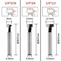 T-Nut-Fräser, T-Nut-Fräserform-Fräser, 3-teilig (7,93/9,52/12,7 Mm) Fräserschaft Mit Klinge Holzbearbeitungsschneider Für Elektrowerkzeuge Holzbearbeitungswerkzeug-thsinde