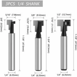 DECKON T-Nut-Fräser, T-Nut-Fräserform-Fräser, 3-teiliger Fräserschaft Mit Klingen-Holzbearbeitungsschneider Für Elektrowerkzeuge Holzbearbeitungswerkzeug